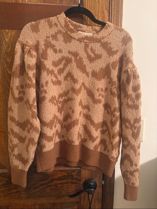 Ulla Johnson Sweaters - Ulla Johnson Two-Tone Taupe Patterned Crewneck Sweater